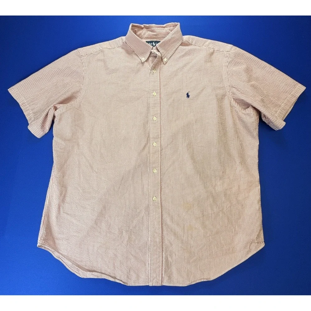 Polo Ralph Lauren Seersucker Shirt Mens XXL Short Sleeve Classic